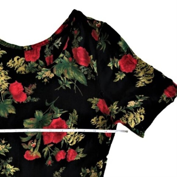 Vintage 90s early 00s dark rose florals maxi fitted dress - Picture 4 of 15